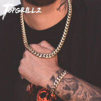 TOPGRILLZ สแตนเลสสีทองโซ่คิวบาก๊อกน้ำปุ่มฮิปฮอปเครื่องประดับแฟชั่นสำหรับของขวัญ6มิลลิเมตร10มิลลิเมตร12มิลลิเมตร14มิลลิเมตร16มิลลิเมตร