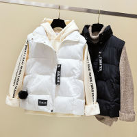 【cw】2022 Cotton Vest Womens Fur Ball Short Korean Style Autumn Winter Cotton-Padded Coat Waistcoat Puffer Jacket Coat Trendy Hair Generation !