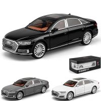 1/24โมเดลรถ Audi A8รถของเล่นโลหะอัลลอยหล่อจากโลหะ,โมเดลรถขนาดเล็กประตูด้วยเสียงและไฟเปิดใช้งานของขวัญสำหรับเด็กผู้ชาย