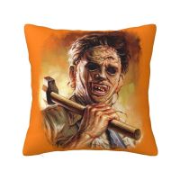 [FAZOZO Home Textile Store] ฮาโลวีนสยองขวัญเท็กซัสคลั่งการสังหารหมู่ Leatherface ภาพยนตร์หมอน Case55x55cm โซฟานอร์ดิกปลอกหมอนอิงรถปลอกหมอน