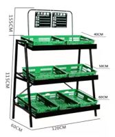 3ชั้น 7 ตะกร้า ชั้นวางผักและผลไม้ ชั้นวางโชว์ ชั้นวางผลไม้ซุปเปอร์มาร์เก็ต ชั้นวางผลไม้หลายชั้น ชั้นวางผลไม้และผักสดเชิงพาณิชย์