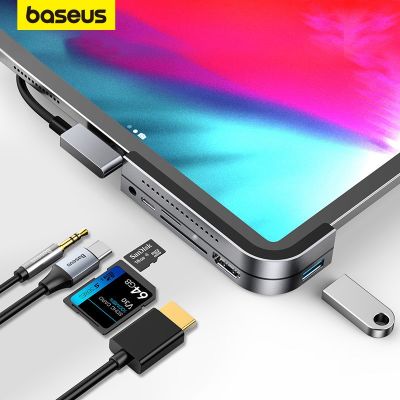 Baseus ฮับ USB C เป็น USB 3.0 HDMI-USB ที่เข้ากันได้ USB ฮับสำหรับ iPad Pro Type C ศูนย์กลางสำหรับ MacBook Pro แท่นวางมือถือ Multi 6 USB พอร์ต Feona