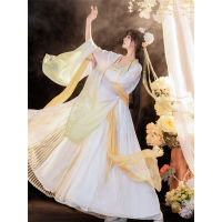 Original Spring Traditional Chinese Clothing for Women White Hanfu Embroidery Flower Dance Wear Dress Party Tang Dynasty Skirt