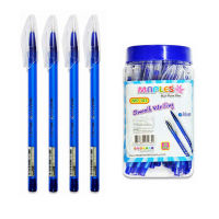 ปากกา Maples MP 141 Pen ปากกาลูกลื่นปลอกใส แพค 50 แท่ง สีน้ำเงิน ปากกา เครื่องเขียน ปากกาลูกลื่น ปากการาคาถูก