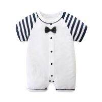 A newborn son baby clothes summer thin with short sleeve romper suit cotton men and women take summer wear clothes to climb