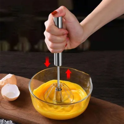 Semi-Automatic Egg Beater Stainless Steel Egg Whisk Manual Hand Mixer Self Turning Egg Stirrer Kitchen Egg Tools