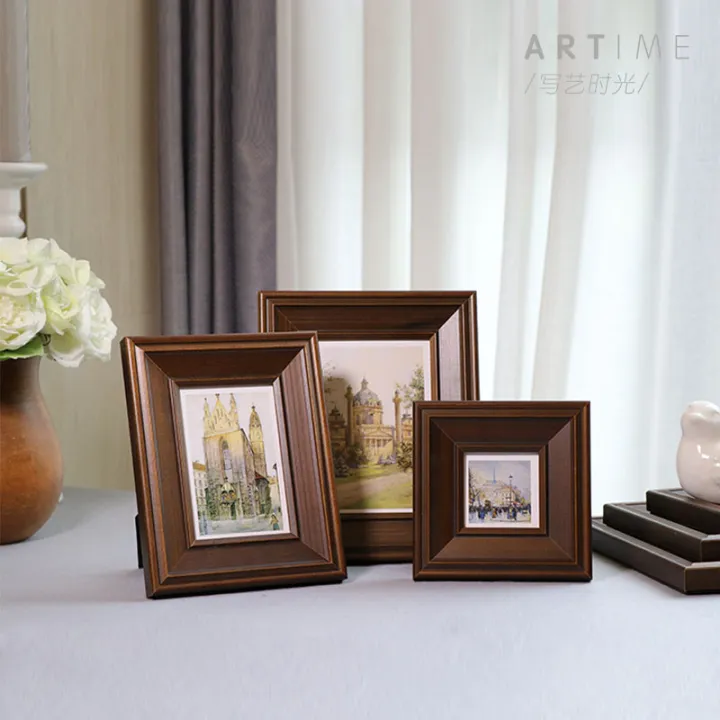 Pure solid wood photo frame classic American style set table living room bedroom can swing