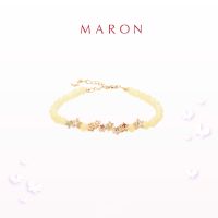 MARON✨ สร้อยข้อมือดาวนพเก้า (โซ่เงิน) X อัญมณีมงคล แคลไซต์น้ำผึ้ง เสริมดวงประจำวัน | My Nine Lucky Stars Chain Bracelet with Honey Calcite เงินแท้ พลอยแท้ ชุบทองเบจ