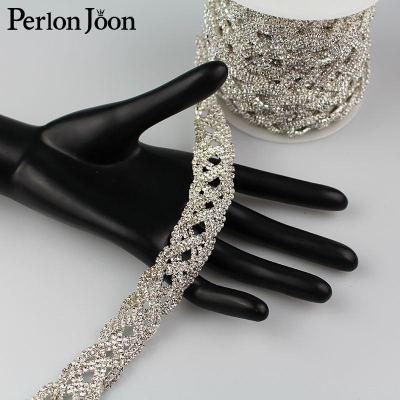 1yard Fashion Cross around tape rhinestones trim crystal metal chain welding webbing for dress, bag, shoes accesso ML022