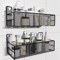 Wall-Mounted Stainless Steel Bathroom Shelf Shower Shampoo Rack Toilet Accessories Kitchen Free Punch Condiment Storage Basket