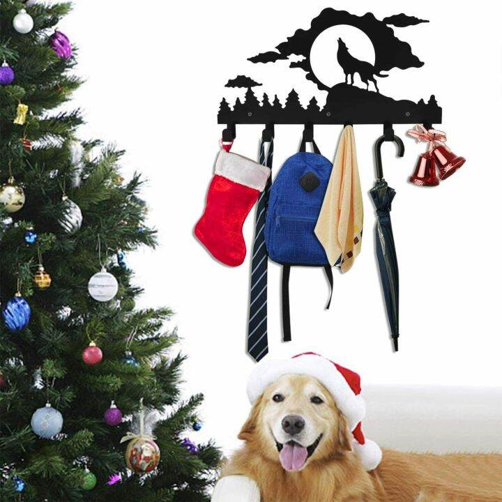 SC INT Mall Wall Mounted Coat Hook Wolf Moon Cloud Animal Design Cute