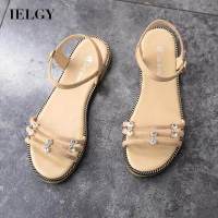 IELGY  รองเท้าแตะหญิง Fairy สไตล์ All-Match Flat-Bottomed Rhinestone รองเท้าโรมัน