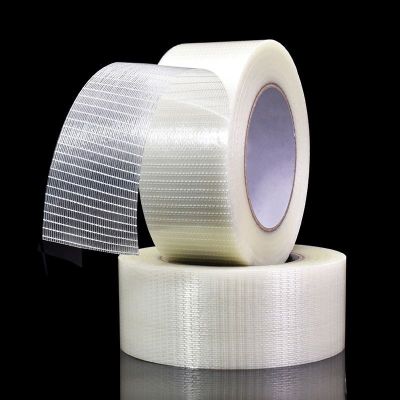 1pc 50M fiber tape strong glass fiber tape high temperature resistant non-marking single side stripe tape 5MM/10MM/15MM Adhesives  Tape