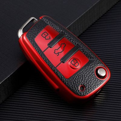 }{: -- “Leather TPU ฝาครอบกุญแจแบบพับรถเคสสำหรับ Audi A3 8L 8P A4 B6 B7 B8 A6 C5 C6 4F RS3 Q7 TT 8L 8V S3ปลอกที่ห้อยกุญแจอุปกรณ์เสริม