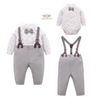 Cute Baby suit สูท ชุดไปงานเด็กเล็ก สูทเด็กอ่อน สูทเด็กเล็ก บอดี้สูท+กางเกงมีสายเอี้ยม สวมใส่ง่าย ขนาด 80, 86 (ประมาณ 3 เดือน ถึง 1 ปี)