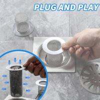 Multifunctional Stainless Steel Floor Drain Filter Basket Filter Mesh Kitchen Sink Strainer Slag Hair Anti-clog Bathroom Trap E7H1