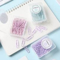 1 Box Solid Color Paper Clips Metal Clips Memo Clip Bookmarks Stationery Office Accessories for School Supplies Paperclips