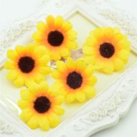 100pcs 4cm Fake flowers Mini Silk Sunflower Artificial Flower Head For Wreath Decoration Wedding Box Decoration