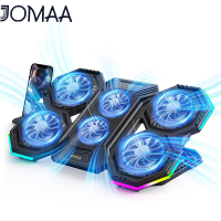 JOMAA ขาตั้งแลปท็อปเย็น RGB แผ่นระบายความร้อนโน้ตบุ้คพร้อมพัดลม6การทำความเย็นเงียบปรับความสูงได้แผ่นระบายความร้อนโน้ตบุ้ค11-17นิ้ว