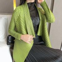 2023 Hot Miyake pleated cardigan jacket for women spring and summer style irregular fashion large size slim long-sleeved shawl windbreaker