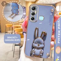 Callfire เคสสายรัดข้อมือยาวสำหรับ Infinix Hot 11S NFC X6812 X662 X6812B X689F X622B ที่แขวนเชือกแขวนชุบหรูหรานุ่มป้องกันกล้องสี่เหลี่ยมเคสยางป้องกันการตก