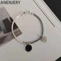 Hip Hop Sweet Love Heart Shaped Bracelet Trend Cool Accessories Women Round Black Disc Bangles Gothic Streetwear Jewelry S B419