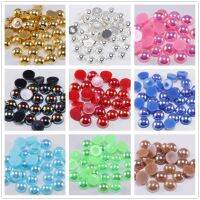 2mm 14mm Semicircle Flat Bottom AB Color ABS Imitation Pearl Acrylic Resin Half Face Pearl DIY Mobile Phone Manicure