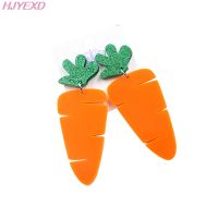 (1pair) HP099- Acrylic Carrot Dangle Earrings Orange Green Glitter Easter Acrylic Earrings