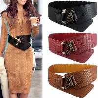 Elastic Womens Wide Belt Fashion Cinch Belt Cummerbund Suitable For Dress Coat Metal Litchi Pattern Wide Waist Belts