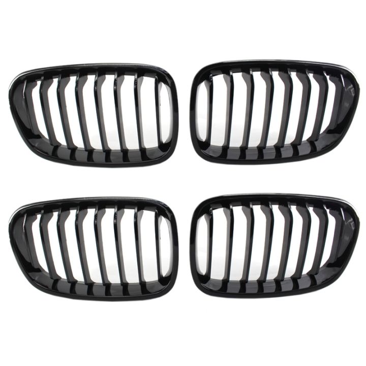 2x-bright-black-front-kidney-grill-grille-for-bmw-f20-f21-1-series-2011-2014