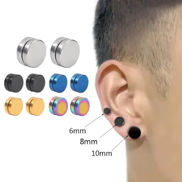 1 Pair Stainless Steel Ear Clip Strong Magnet Magnetic Earrings Fashion Non  Piercing Ear Stud Fake