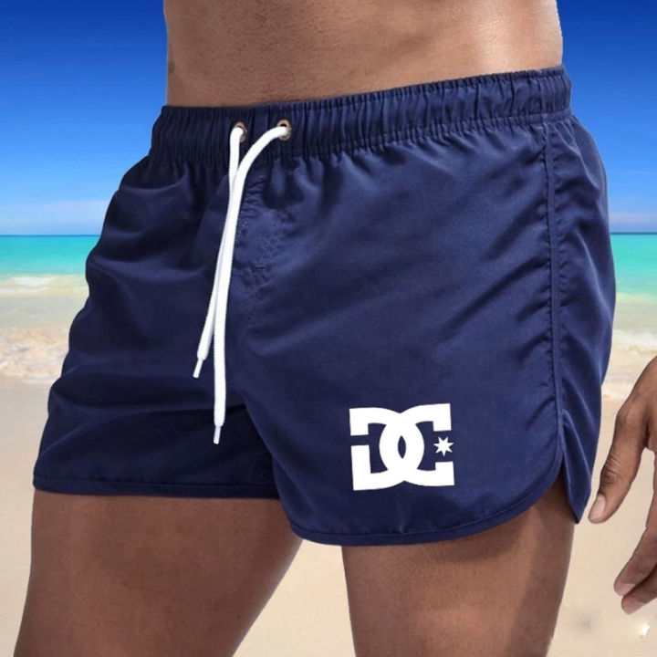 mens-summer-newest-sports-four-points-shorts-fashion-solid-color-elastic-lace-up-pants-dc-printed-casual-male-beach-sweatpants