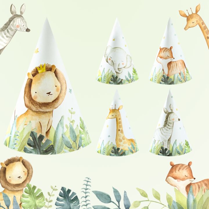 cc-jungle-animals-paper-hats-happy-birthday-decoration-1st-kids-baby-shower