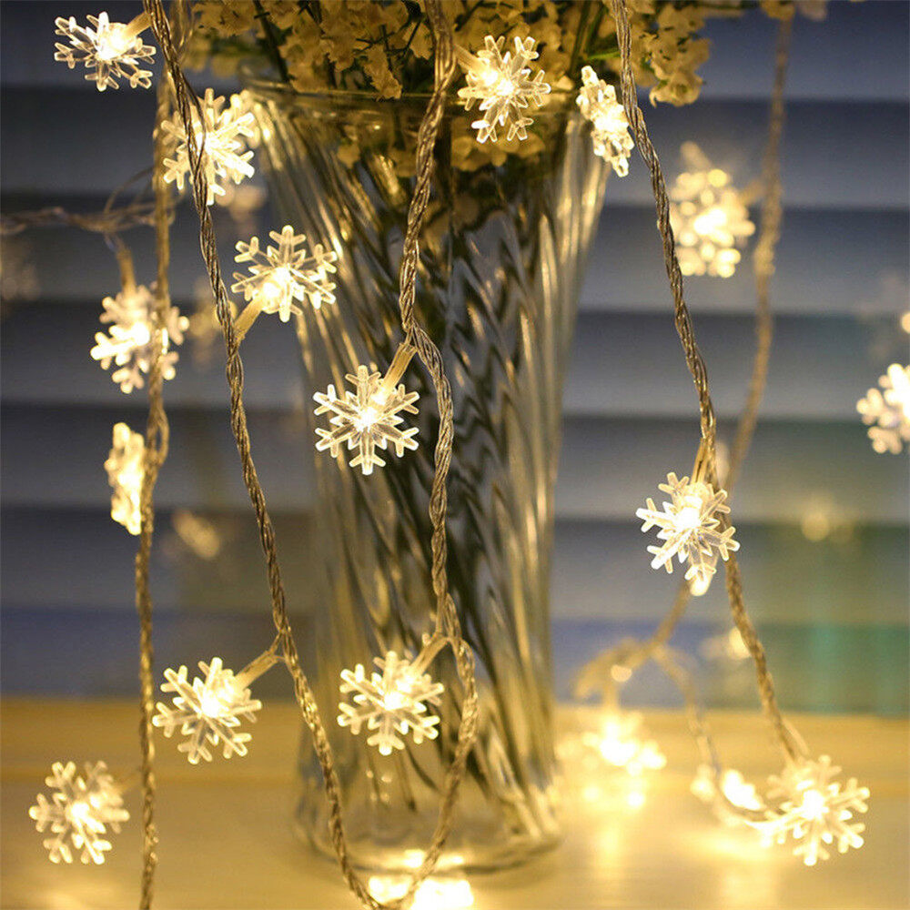20LED Snowflake Fairy String Curtain Window Light Christmas Wedding Party Decor 
