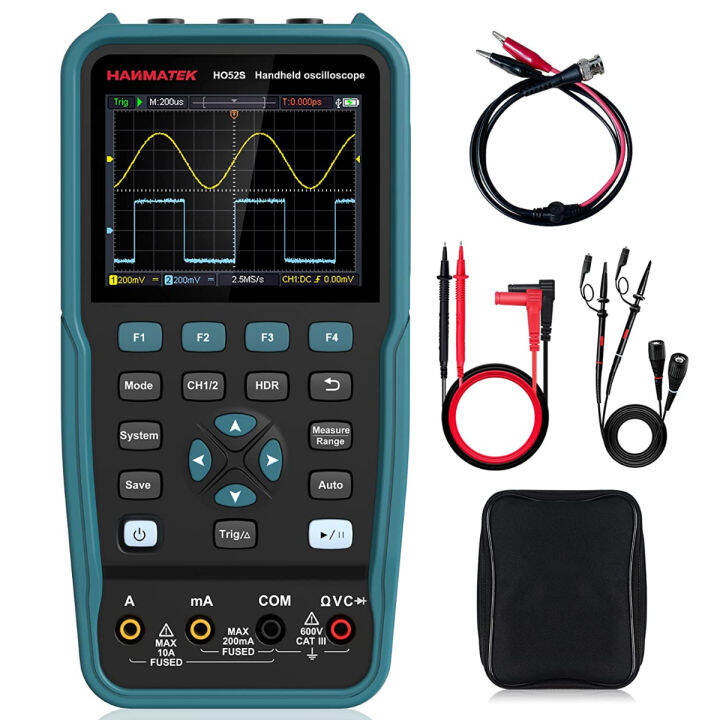 HANMATEK 3 in 1 Handheld Oscilloscope Multimeter with 2 Channels HO52S 3.5"TFT Oscilloscop