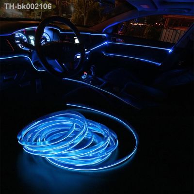 ✥♤۞ 1M 3M 5M car EL Wire led strip Atmosphere light for DIY flexible AUTO interior Lamp Party decoration lights Neon strips 12V USB