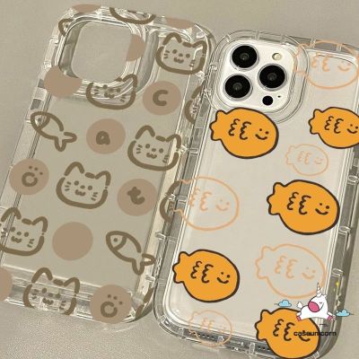 卍■ เคสโทรศัพท์มือถือแบบนิ่ม Tpu ใส กันกระแทก ลายการ์ตูนแมว ปลาน่ารัก สําหรับ IPhone 7Plus XR 14 13 12 MAX 6 6S 7 8 X XS