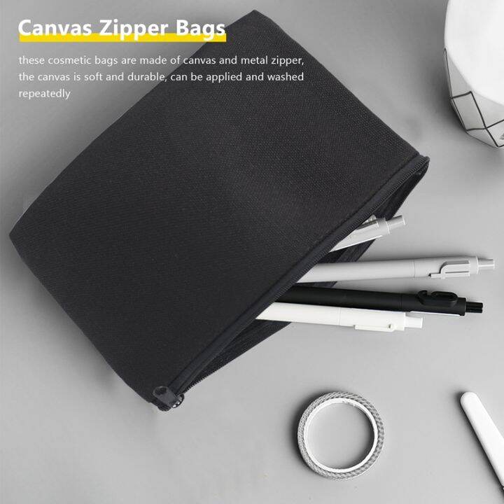 40-pcs-canvas-zipper-pouch-bags-canvas-makeup-bags-pencil-case-blank-diy-craft-bags-for-travel-diy-craft-school-black