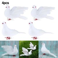 4pcs Simulated Birds Garden Decorated With White Doves