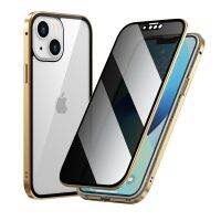 {จี้ดิจิตอล} เคสแม่เหล็กโลหะ Dor iPhone 11 12 13 14 Pro Max Dor iPhone X XR XS Max 7 8 Plus ฝาครอบกระจกสองด้านเพื่อความเป็นส่วนตัวของ SE2020Screen Protectors