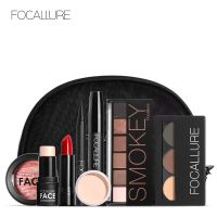 Focallure 8 Pcs Makeup Set Including Lipstick Eyeliner Mascara Eyeshadow Eyebrow Powder Makeup Kit Women Cosmetics Bag