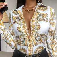 Office Printed Blouse 2021 VONDA Women Vintage Party Blouse Office Ladies Long Sleeve Shirts Beach Printed Tops Oversized