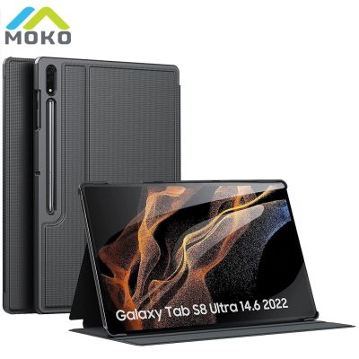 Moko เคสแข็ง PC น้ําหนักเบา พร้อมที่จับปากกา แม่เหล็ก ตั้งหลับอัตโนมัติ สําหรับ Galaxy Tab S8 Ultra 14.6 นิ้ว 2022(SM-X900/X906)