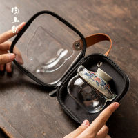 Spot parcel post Travel Convenient Tea Cup Set One Pot Two R Hand Painted Gaiwan Ceramic Cup Storage Outdoor Suit Portable Glass Tea Brewing