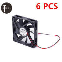 6 PCS DC 12V Cooler Brushless Fan 80*80*15mm Mini Cooling Plastic Radiator 2 Pins Brushless Fan Power Tools