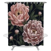 Botanical Peonies Vintage Shower Curtain Waterproof Polyester Bath Curtain Home Decoration Bathroom Accessory Curtain