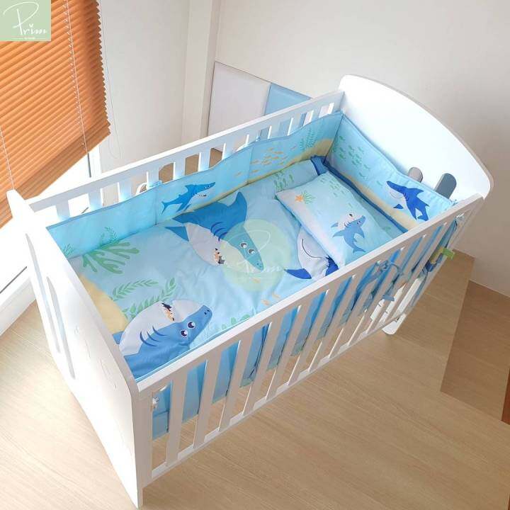 baby-crib-เตียงนอนเด็ก-เตียงไม้-เตียงเด็ก-เตียงใหญ่-ปรับระดับได้-8-ระดับ-เปิดข้างได้-สไลด์ขึ้น-ลงได้-พร้อมเครื่องนอน-ฟูกหนา-7cm-พร้อมส่ง