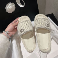 Summer Women Thick Soled Slippers Fashion Knitted Straw Slip-On Slides Lady Outdoor Casual Flat Flip Flop Platform Sandals