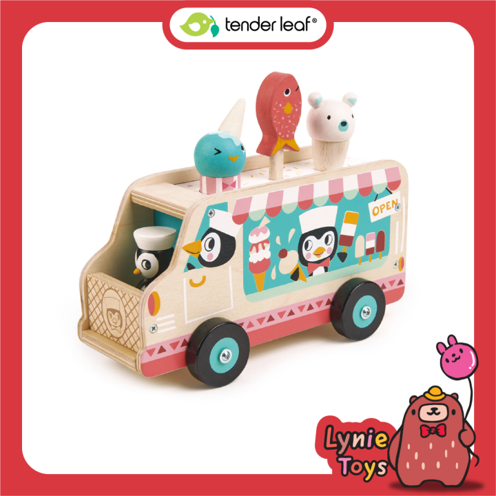Tender Leaf Toys ของเล่นไม้ รถของเล่น รถตู้เพนกวินขายไอติม Penguin's ...