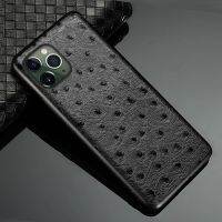 ■ Genuine Leather Phone Case for iPhone 13 14 Pro Max 12 Mini 11 Pro Max X XR XS MAX 8 Plus 5 SE 2020 6 7 Plus Ostrich Grain Cover